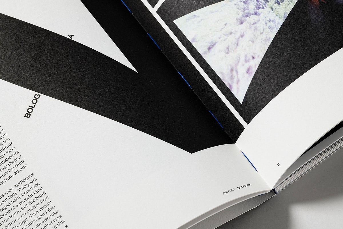 Close-up photograph of a spread inside Mubi's Notebook magazine